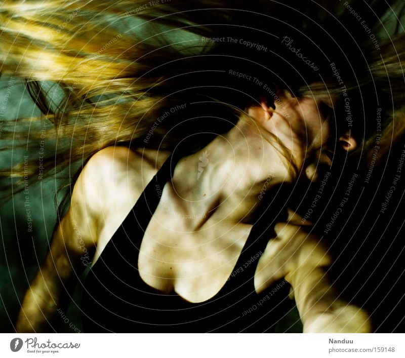 Energetic Woman Underwater photo Surrealism Light Patch of light Human being Hair and hairstyles Shake Force Single-minded Energized Dynamics Aimless Strong