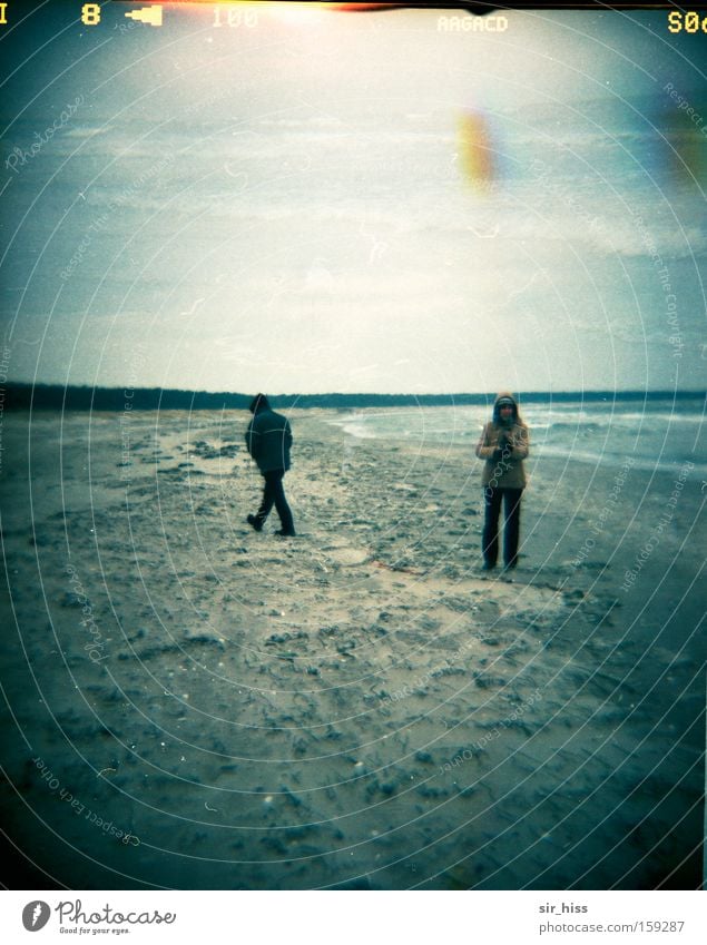 Impudence Beach Winter Human being Wind Coast Baltic Sea Cold Prerow Double exposure Masked Lomography