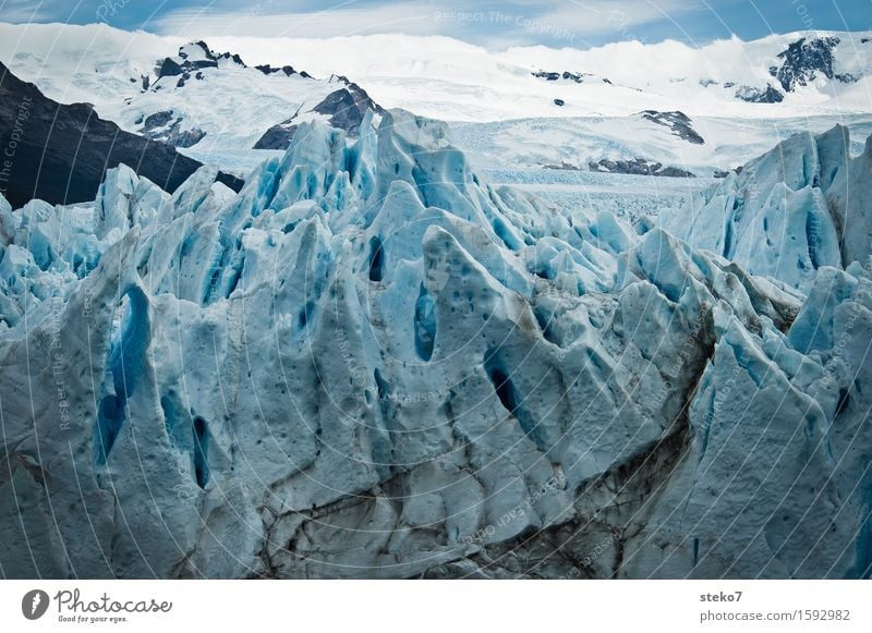 ice age Mountain Snowcapped peak Glacier Freeze Sharp-edged Cold Blue White Bizarre Transience Change Perito Moreno Glacier Steep Exterior shot