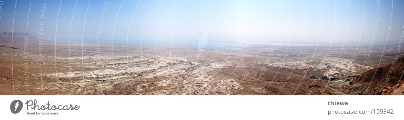 Dead Sea Desert Sand Dry Hot Hill Far-off places Empty Drought Sparse Brown Stone Dust Panorama (View) Summer Earth Large Panorama (Format)