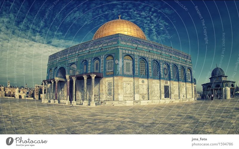 Dome of the Rock Panorama West Jerusalem Mosque Domed roof Tourist Attraction Landmark Dome of the rock Islam Belief Religion and faith Tourism Colour photo