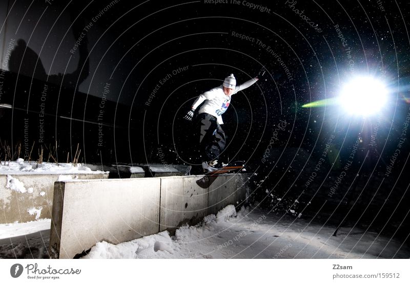 frontside bs | nightsession | sour cream and onion Boardslide Snowboard Style Night Light Winter sports Freestyle Jump Action Funsport curb jib Snowboarding