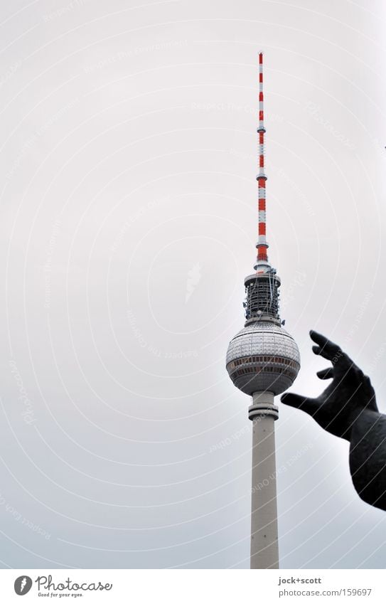 Handle Favourable Sightseeing Downtown Berlin Capital city Tourist Attraction Landmark Monument Berlin TV Tower Sphere Grasp Purloin Haptic Illusion Detail