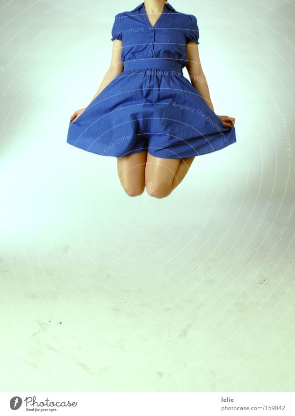 159842 fly girl fly jump blue dress freedom knee photocase stock photo large