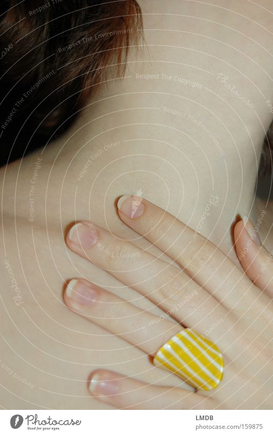 yellow Jewellery Skin Woman Hand Yellow Fingers Nail Naked Beautiful Vulnerable Circle Neck Hair and hairstyles Close-up Partially visible