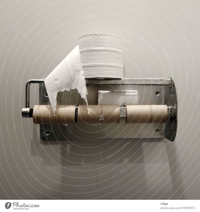 highly frequented Deserted Rental toilet Toilet paper Bracket Coil Cardboard Toilet paper holder Supply Hang Sustainability Consumables Empty Require Broken