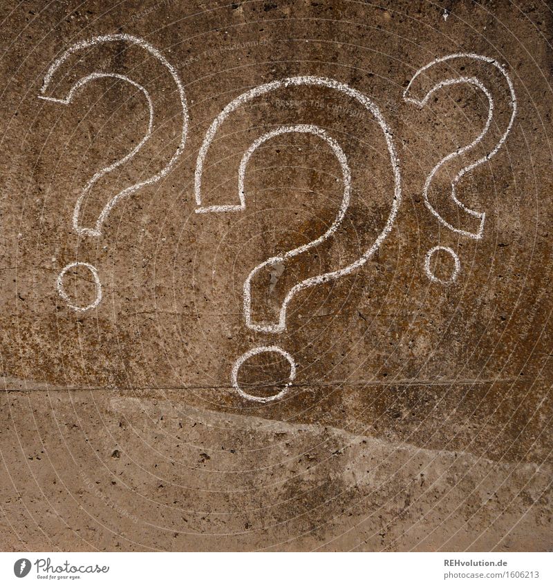 3 question mark Concrete Draw Ask Question mark Sign Symbols and metaphors Puzzle Mysterious Unclear Chalk Creativity Painting (action, artwork) Art