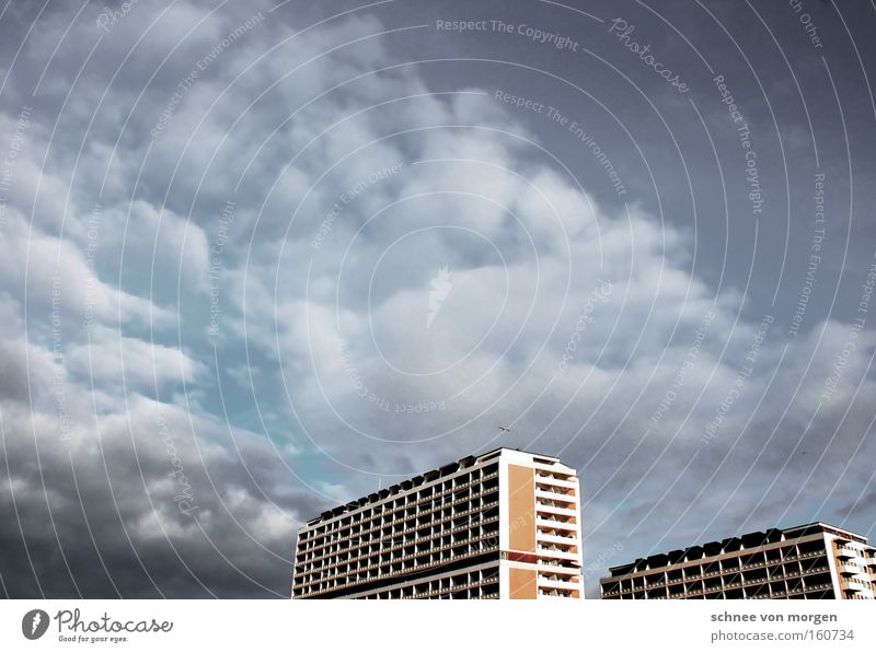 box-shaped House (Residential Structure) High-rise Beach Sky Flat (apartment) Balcony Sylt Architecture Construction site