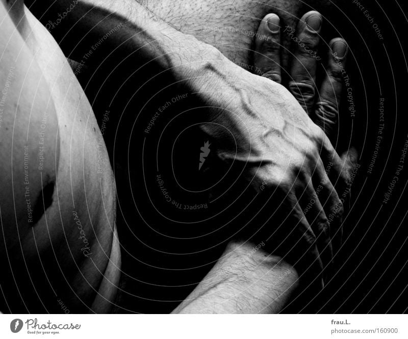 lap Black & white photo Interior shot Close-up Nude photography Day Contrast Deep depth of field Upper body Human being Masculine Man Adults Body Skin Chest