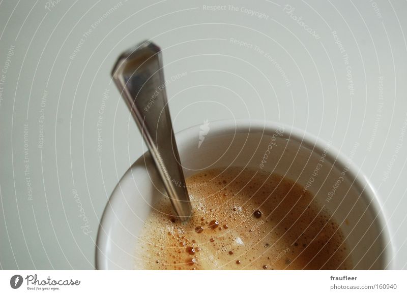 Caffè Crème Coffee Caffeine Foam Mug Cup White Hot Spoon Manual cooking appliances Table Counter Gastronomy Macro (Extreme close-up) Close-up Silver tina