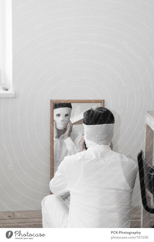 facial neurosis Mask Face Mirror image Shirt White Man Ghosts & Spectres  Bandage Art Arts and crafts
