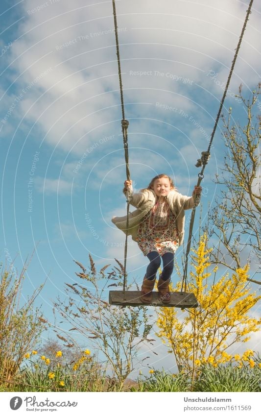 Dear spring.... Playing Children's game Parenting Kindergarten Human being Girl Infancy Life 3 - 8 years Nature Clouds Spring Beautiful weather Wind Bushes