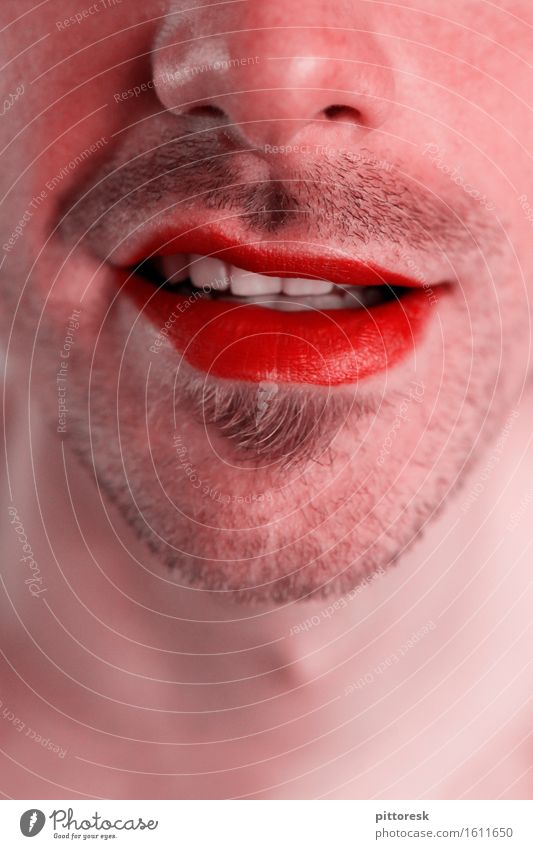 red mouth Art Esthetic Mouth Bad breath Corner of the mouth Smiling Red Lips Lipstick Nose Facial hair Beard hair Masculine Eroticism Face Fashion