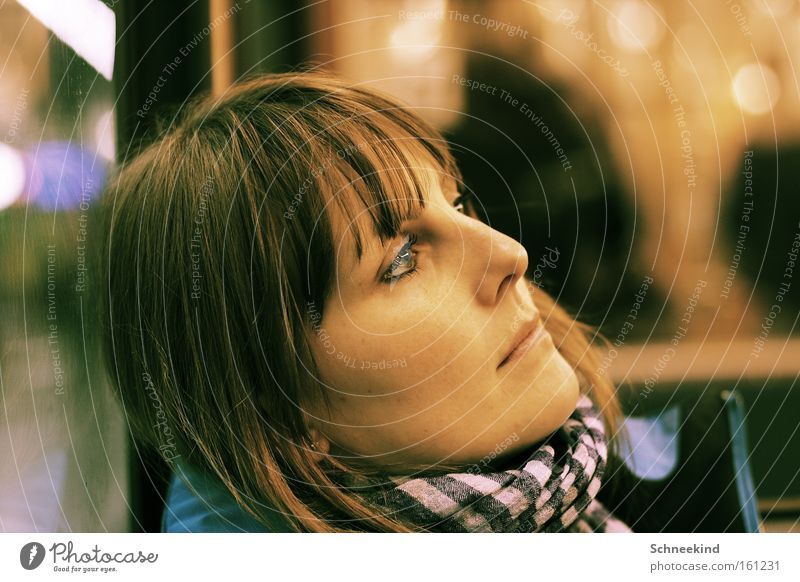 lost in thought Woman Portrait photograph Thought Think Meditative Underground Face Doomed Scarf Gap Railroad Looking Feminine Concentrate Beautiful