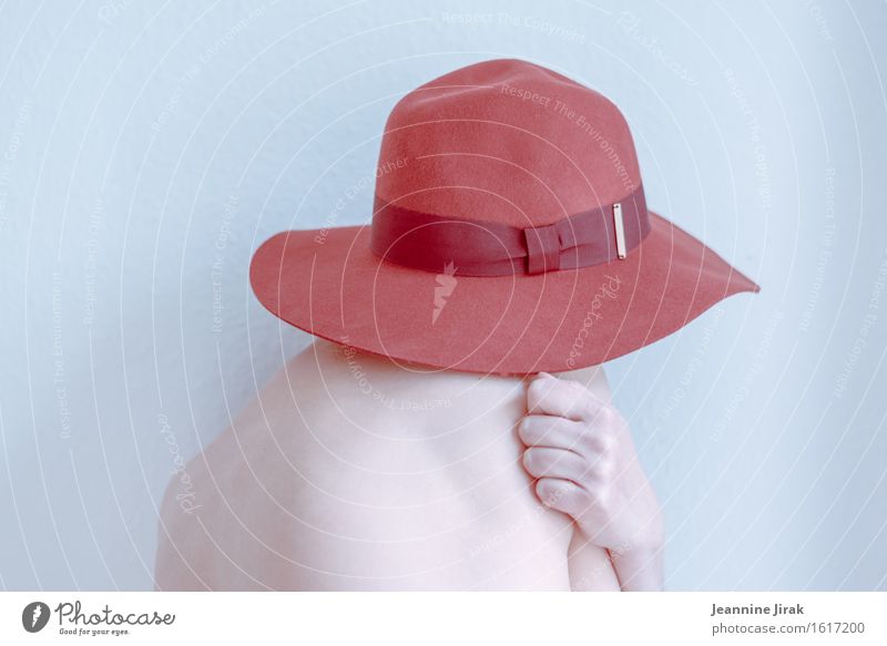 Migraine carries red Elegant Feminine Skin Back Hand 1 Human being Hat brim To hold on Embrace Esthetic Naked Red Protection Safety (feeling of) Sadness