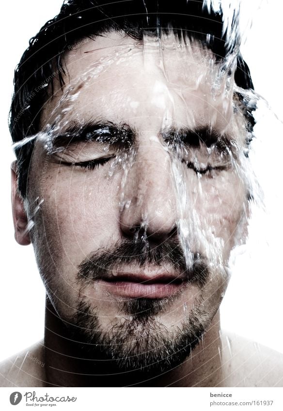 Wake up!!! Man Water Face Portrait photograph Fresh Cold Human being Wet refresh Take a shower