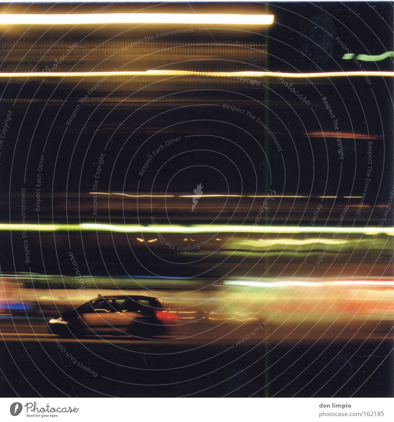 mr. mojo risin Car Town Light Motion blur Medium format Long exposure Barcelona Taxi Night Multicoloured Blur Analog