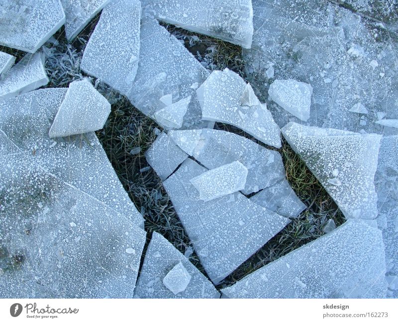Ice floe on land Splinter Blue Crystal structure Frozen Snap Broken Sharp-edged Cold Winter