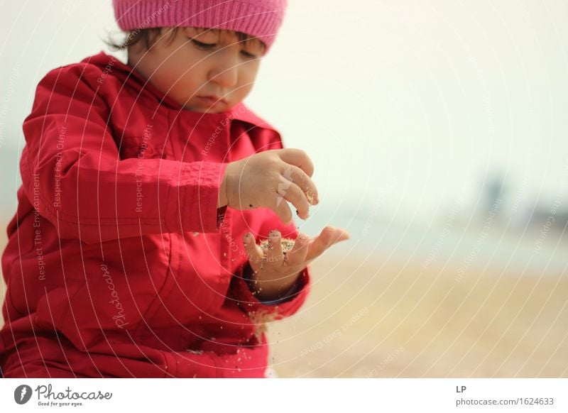 beautiful baby looking down and playing with sand Lifestyle Joy Playing Children's game sand play Parenting Education Kindergarten School Study Schoolchild