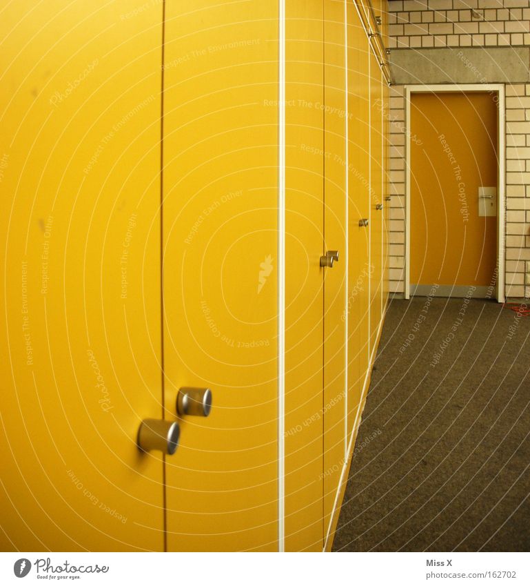 yellow Colour photo Multicoloured Interior shot Detail House (Residential Structure) School School building Classroom Building Door Old Yellow Cupboard Carpet