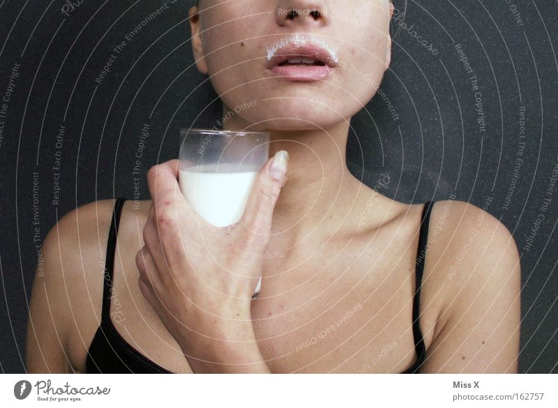 milkmaid Colour photo Interior shot Nutrition Beverage Drinking Milk Healthy Woman Adults Mouth Facial hair Milkshake