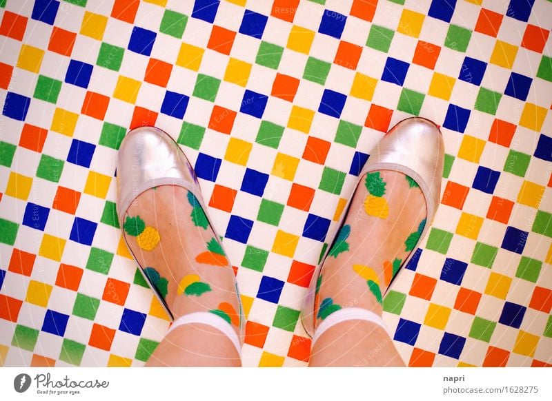 you wear it now like this Style Feet 1 Human being Fashion Stockings Footwear Stand Hip & trendy Uniqueness Multicoloured Joy Colour Creativity Checkered