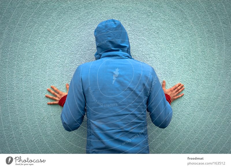 light blue man Colour photo Multicoloured Exterior shot Structures and shapes Copy Space left Copy Space right Neutral Background Day Central perspective