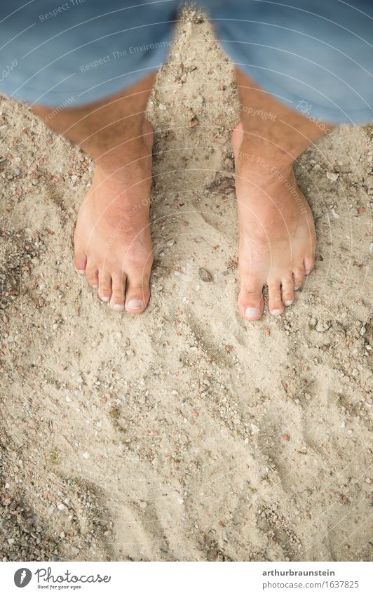 Barefoot in the sand Personal hygiene Pedicure Healthy Athletic Vacation & Travel Tourism Summer Beach Human being Masculine Young man Youth (Young adults)