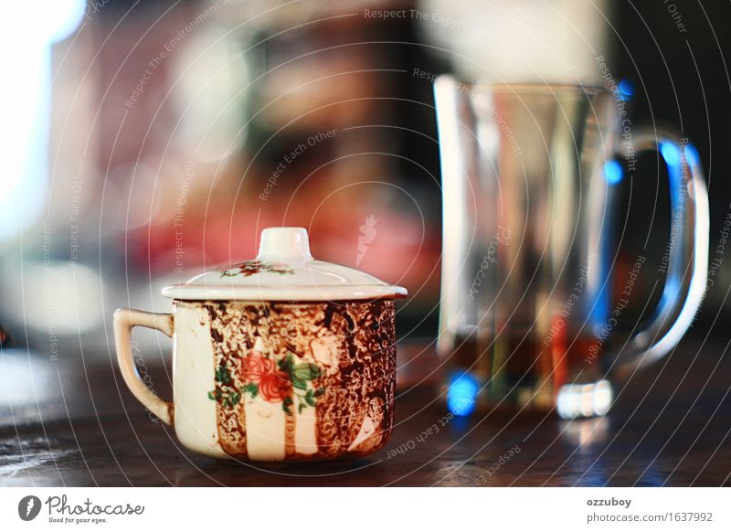 cup of coffee Beverage Hot drink Coffee Tea Cup Mug Glass Utilize Dirty Above White Moody Colour photo Close-up Deserted Day Shallow depth of field