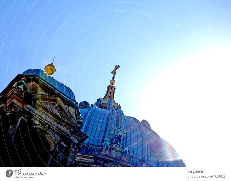 Berlin Cathedral Colour photo Exterior shot Deserted Copy Space right Copy Space top Neutral Background Day Light Back-light Worm's-eye view Sky Cloudless sky