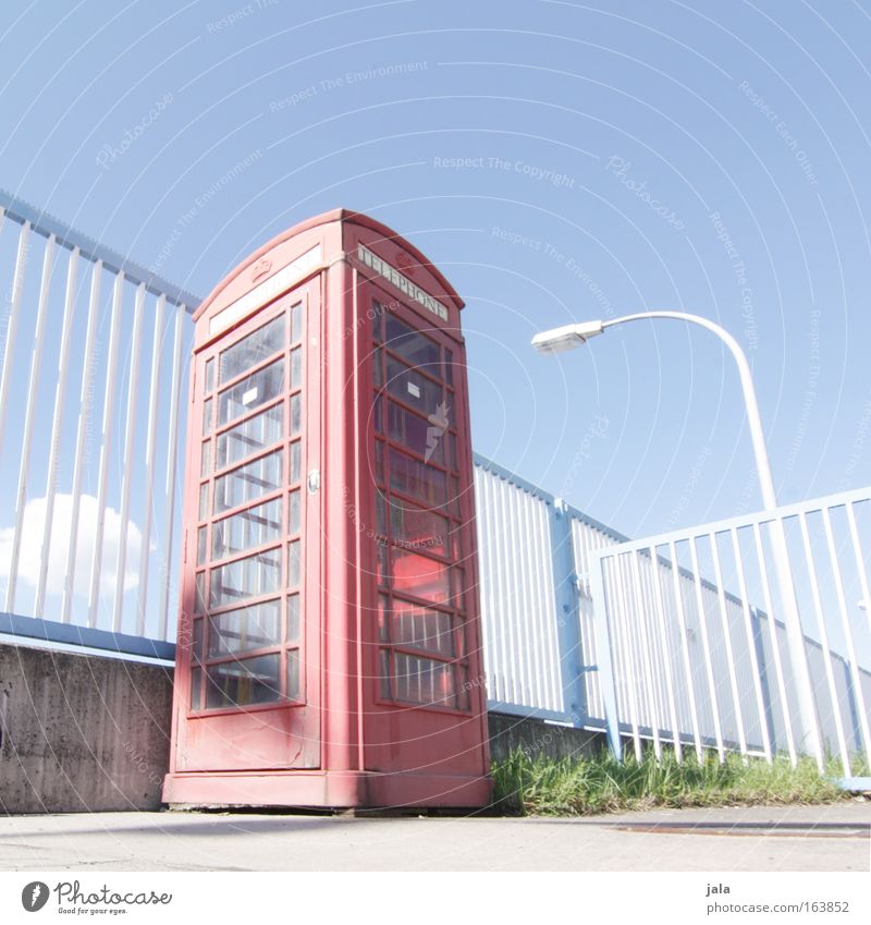 little britain Colour photo Subdued colour Exterior shot Deserted Copy Space top Day Light Sunlight Worm's-eye view Wide angle Telephone Telecommunications Sky