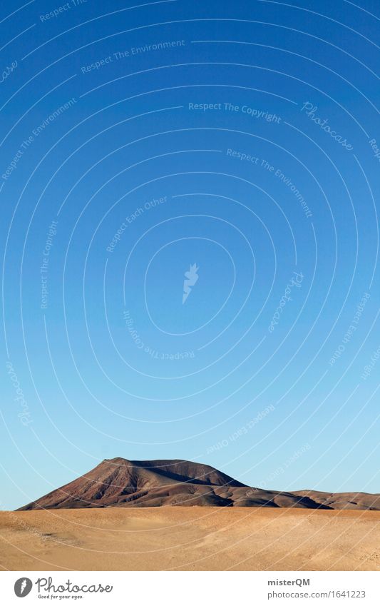 Sand width III Art Work of art Esthetic Desert Mountain Fuerteventura Volcano Volcanic crater Volcanic island Blue sky Summer Far-off places Colour photo