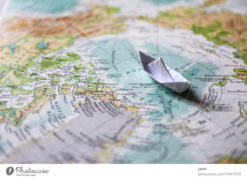 shipping Water Coast Ocean Navigation Cruise liner Swimming & Bathing Vacation & Travel Paper boat Arctic Ocean North Pole Map Atlas Globe Colour photo