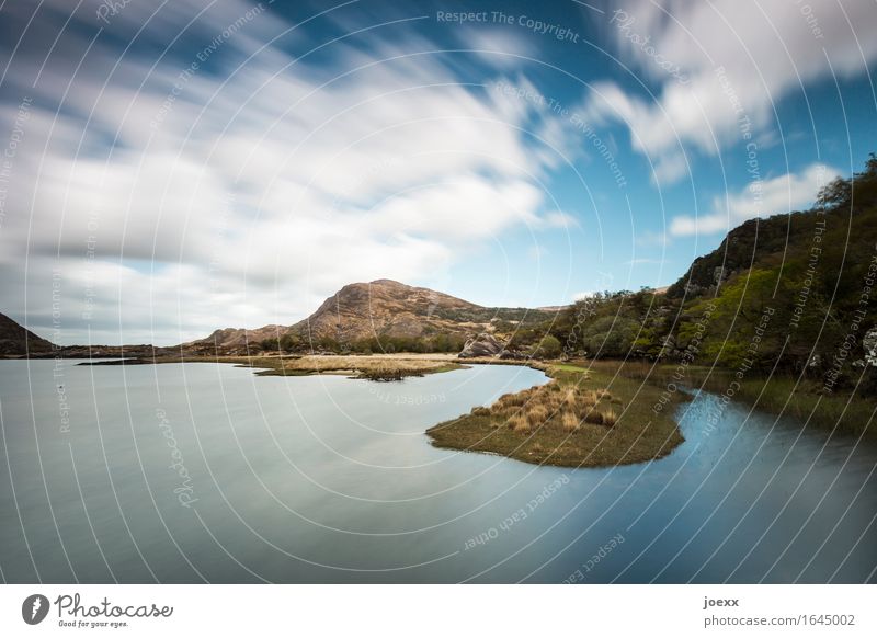 during Nature Landscape Park Hill Rock Mountain Island Ireland Lake Upper Lake Beautiful Blue Brown White Idyll Time Kerry Colour photo Exterior shot Day