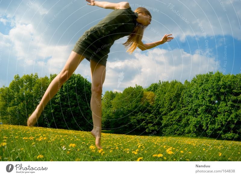 Take me with you, summer. Colour photo Multicoloured Exterior shot Day Sunlight Looking away Life Well-being Flying Human being Feminine Young woman