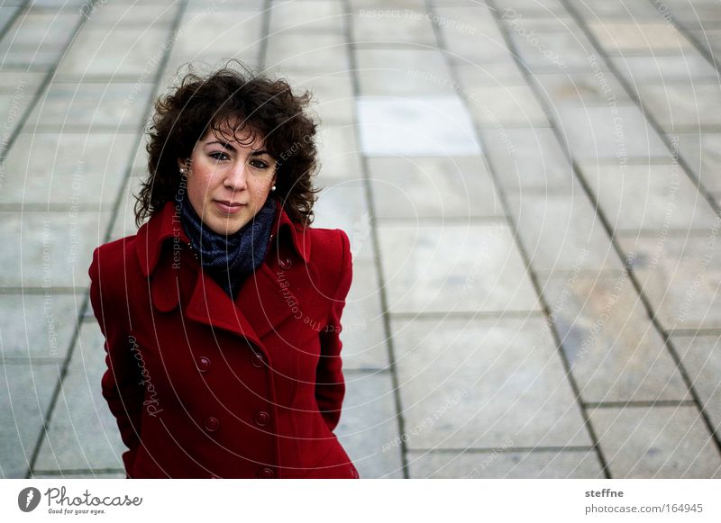 Italy's Next Topmodel Colour photo Exterior shot Copy Space right Day Shallow depth of field Bird's-eye view Portrait photograph Upper body Looking