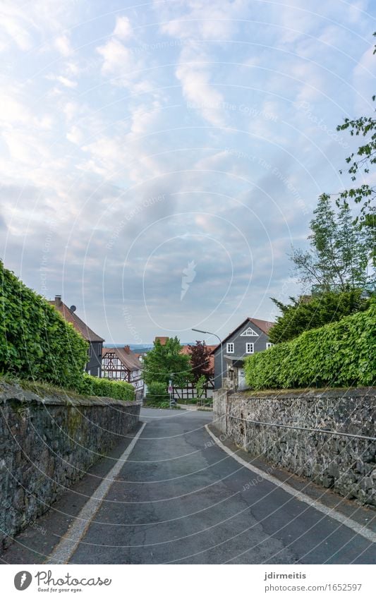 village street Vacation & Travel Sightseeing Environment Landscape Sky Clouds Village Small Town Deserted House (Residential Structure) Detached house Castle