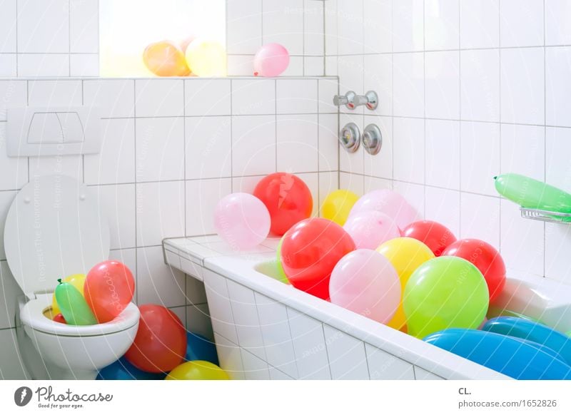 balloon bath Living or residing Flat (apartment) Decoration Room Bathroom Party Event Feasts & Celebrations Carnival Birthday Bathtub Toilet Esthetic