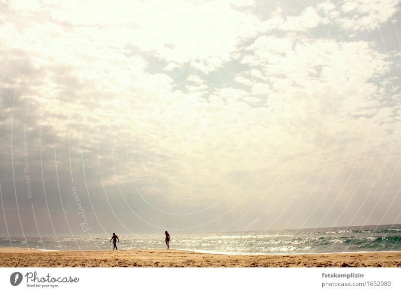 lonely couple walking on the beach Couple Beach Ocean 2 Relations relation Relationship Human being in twos Sky Horizon Psychology Man To go for a walk Woman