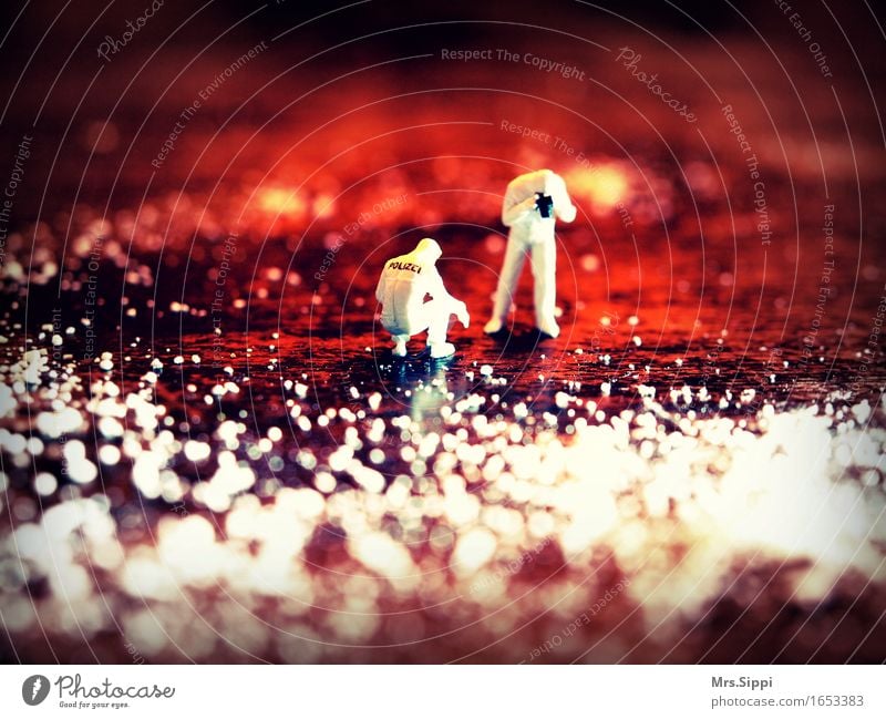 crime scene Camera Human being 2 Art Observe Magnifying glass Miniature Model railroad h0 Abstract Discover Red Colour photo Interior shot Close-up Detail
