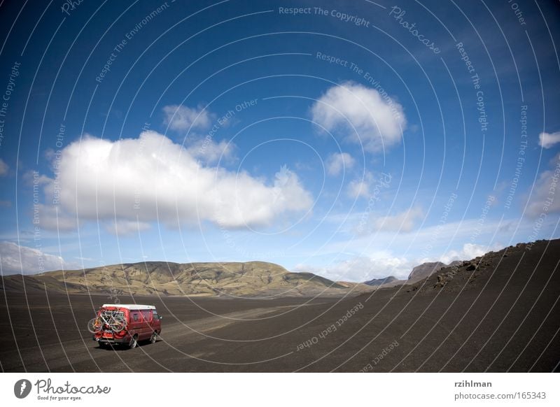 Driving on lava sand Colour photo Exterior shot Deserted Copy Space top Day Shadow Sunlight Nature Landscape Elements Earth Sand Sky Clouds Horizon Summer