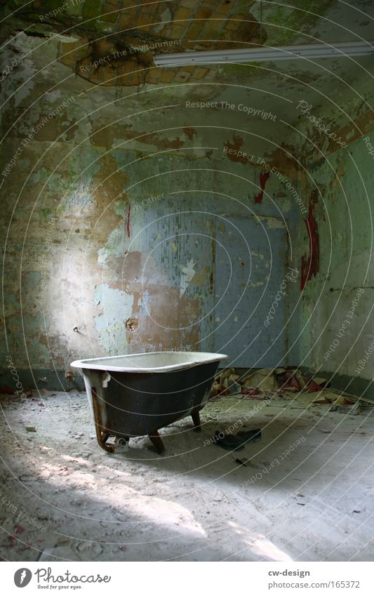 bathing day Subdued colour Interior shot Deserted Copy Space right Copy Space top Copy Space bottom Day Light Shadow Central perspective Bathtub Room Bathroom