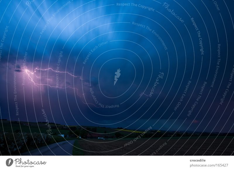 thunderstorms Colour photo Exterior shot Deserted Copy Space right Copy Space top Twilight Night Light Shadow Contrast Long exposure Motion blur