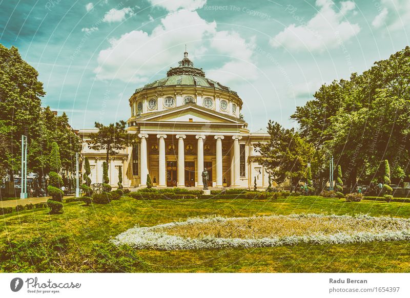 The Romanian Athenaeum George Enescu (Ateneul Roman) City trip Summer Architecture Theatre Opera house Europe Town Downtown Manmade structures Building Facade