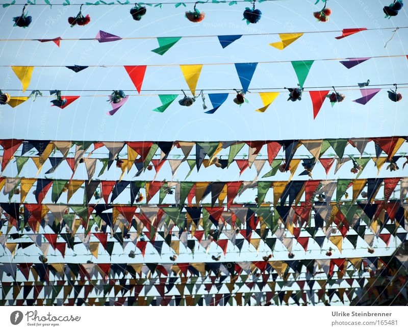 Many colorful pennants and bouquets as decoration in the streets of Pula Vacation & Travel Feasts & Celebrations Culture Event Street Decoration hang To swing