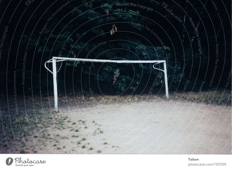Toooor ..... Deserted Leisure and hobbies Playing Sports Soccer Sporting Complex Football pitch Park Forest Playground Dark Sharp-edged Simple Dry Fair