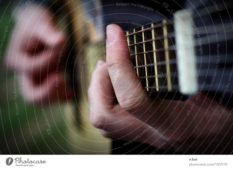 handball Guitar Guitarist Guitar position Guitar string Musician Musical instrument Play guitar Movement Fingers Colour photo Macro (Extreme close-up) Twilight