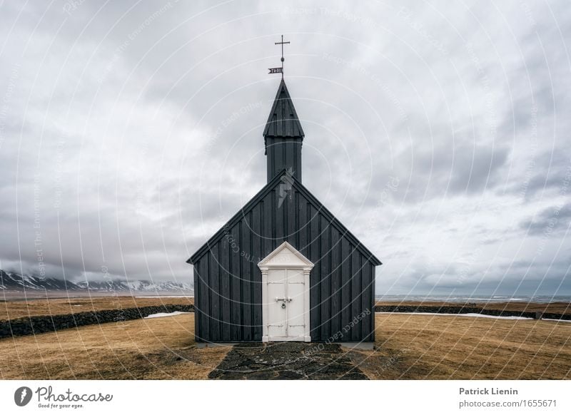 Black church of Budir in Iceland Life Vacation & Travel Adventure Island Mountain Environment Nature Landscape Earth Spring Winter Climate Climate change