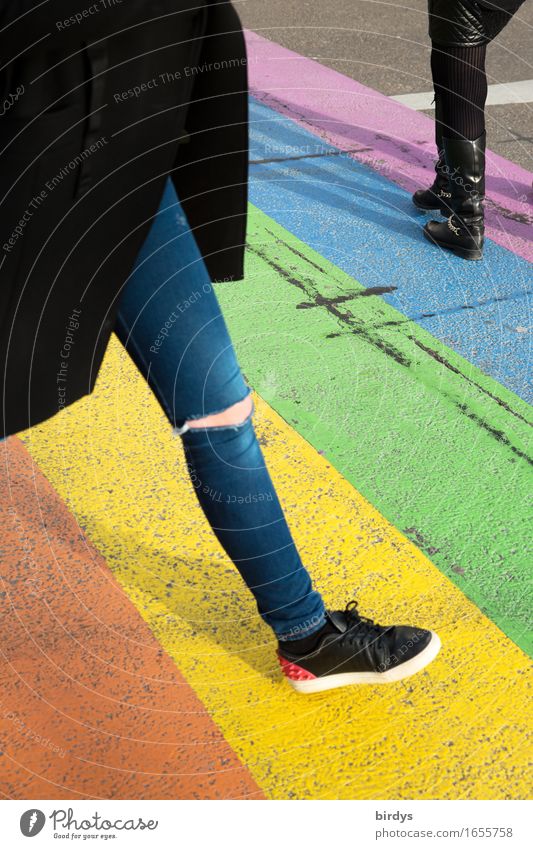 over the rainbow Lifestyle Style Design Feminine Young woman Youth (Young adults) Legs 2 Human being 18 - 30 years Adults Maastricht Pedestrian Street