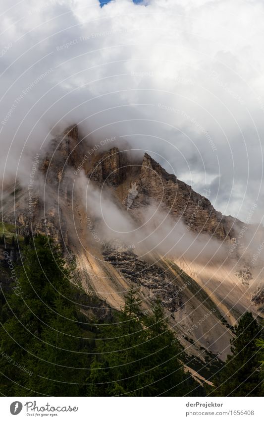 Cloudy view in the Dolomites Central perspective Deep depth of field Sunbeam Sunlight Light (Natural Phenomenon) Silhouette Contrast Shadow Day Copy Space top